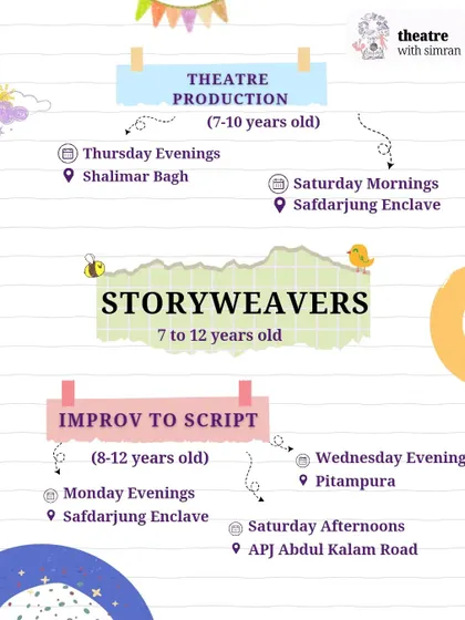 A look at our "Storyweavers" programs for ages 7-12, which range from full theatre productions to "Improv to Script" workshops.