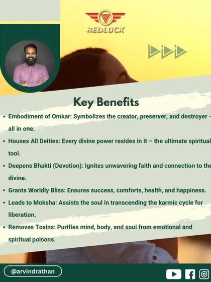 The key benefits of this bead are profound. It deepens Bhakti (devotion), grants worldly bliss and success, and assists the soul in transcending the karmic cycle to achieve Moksha (liberation).