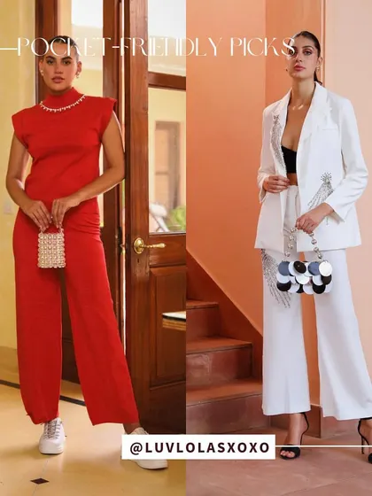These red and white pantsuits are great examples of affordable power dressing. They are stylish, well-fitted, and perfect for making a statement at work or an event.