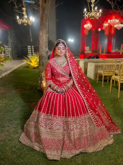 A full length shot showing how the makeup, hair, and outfit come together. The glowing skin stands out even from a distance, making her look absolutely radiant.