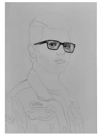 The 72-hour process of drawing CarryMinati. You can see how I start with the glasses and face, then build out the details of his signature denim jacket.
