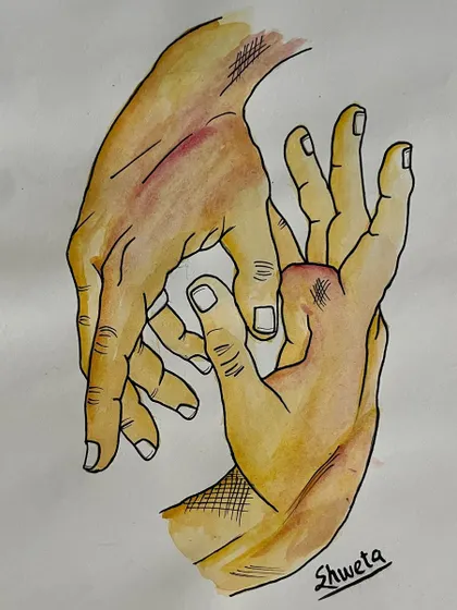 A watercolor study of hands. I find hands to be incredibly expressive, and this piece was an exploration of their form and gesture.