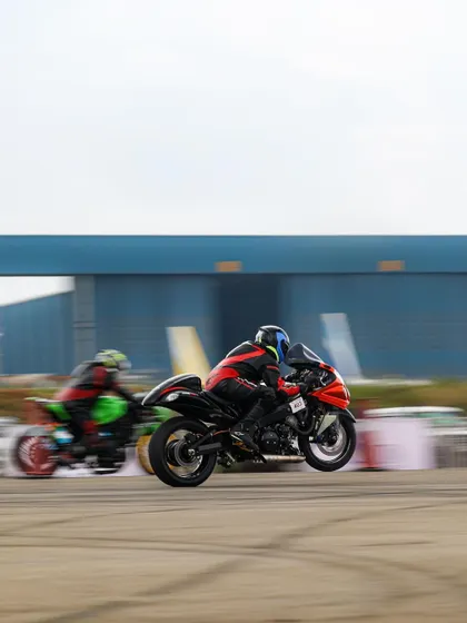 Another shot of two superbikes launching simultaneously. The skill to control this much power is what separates the champions from the contenders.