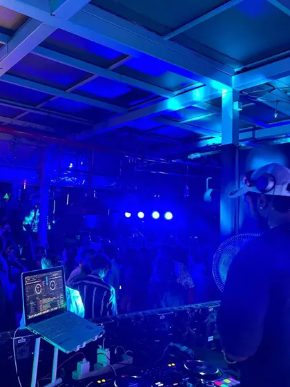 The blue lighting gave the whole venue a cool, underwater feel.
