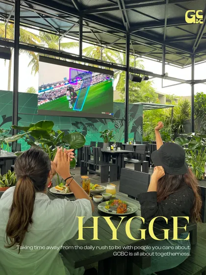 Catch the big game on our giant screen. The Badminton Ball Tree sports arena is the perfect spot for fans to gather and cheer on their team in the open air.