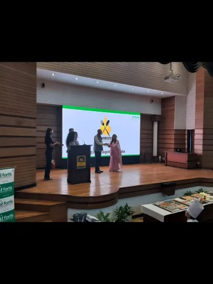 On stage during a Nutrition Month celebration. Public speaking is a passion, and I enjoy every opportunity to share knowledge about how food can be a powerful tool for health and well-being.