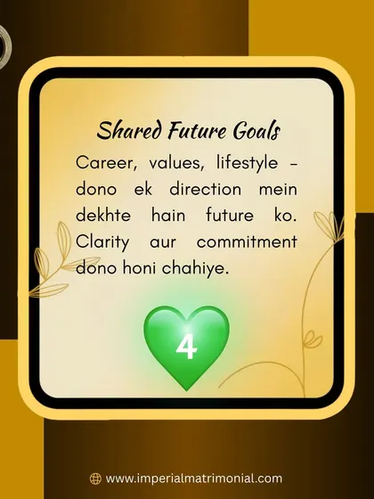 Green Flag 4: Shared future goals in career, values, and lifestyle indicate clarity and commitment. It is important that both partners are looking in the same direction.