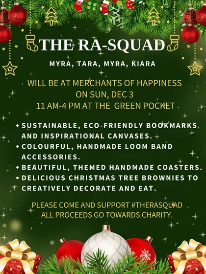 Here is the announcement for the children-led pop-up where the RA Squad showcased their handmade goods. It was a wonderful initiative supporting young entrepreneurs.