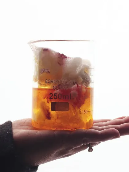 What do my magical organic concoctions look like before they become your favorite products? This beaker holds the pure, natural ingredients that go into my handmade creations.