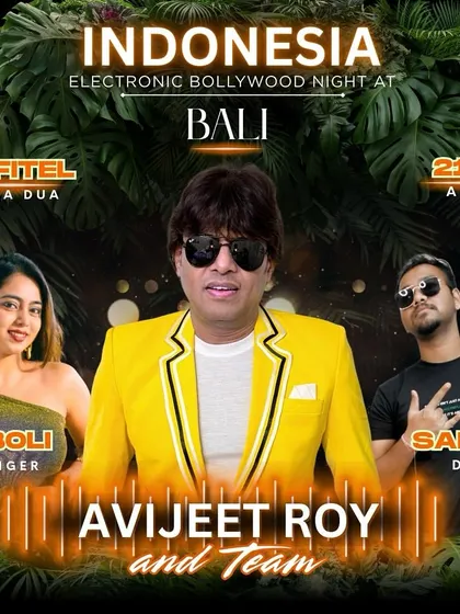 Our poster for an 'Electronic Bollywood Night' at a destination wedding at the Sofitel in Bali, Indonesia.