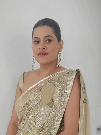 Kirti looking chic and elegant in her designer saree, ready for a Diwali party.