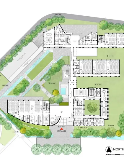 The master plan for Symbiosis International University in Pune. This drawing shows the overall layout of the campus, illustrating how we organize buildings, open spaces, and circulation paths to create a cohesive and enriching educational environment.