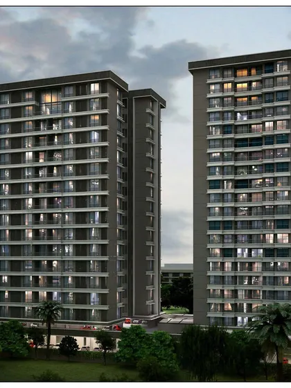 Experience exceptional living in Ghatkopar, Mumbai. This rendering shows a luxurious apartment complex with two striking towers, showcasing our commitment to superior design and attention to detail.