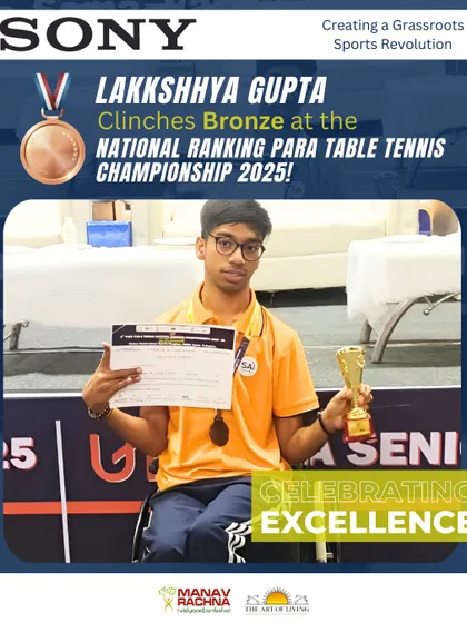 Lakkshhya Gupta with his Bronze medal at the National Ranking Para Table Tennis Championship. His consistent performance showcases his talent and the effectiveness of his training.