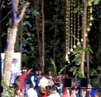 The party in the woods, a unique and beautiful wedding setting.