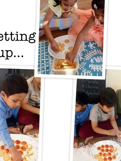 Children engaged in making Monaco canapés, a fun activity involving peeling, grating, mixing, and assembling their own savory snacks.