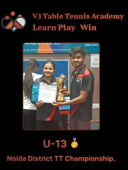 A gold medal win in the U-13 category at the Noida District Championship. This player's performance was outstanding throughout the tournament.