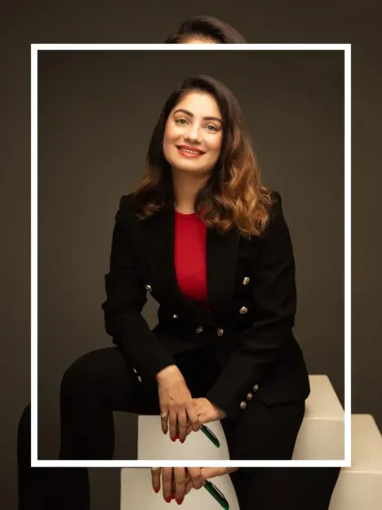 We explore different poses during a session to give you a variety of options. This seated business portrait creates a professional yet approachable look, ideal for personal branding and speaker profiles.