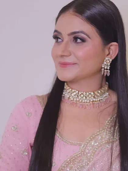 A solo portrait of the engagement bride, looking elegant and serene.