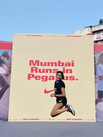 Mumbai Runs in Pegasus. A fun shot from a Nike event, celebrating the launch of a new shoe and the vibrant running culture of our city.