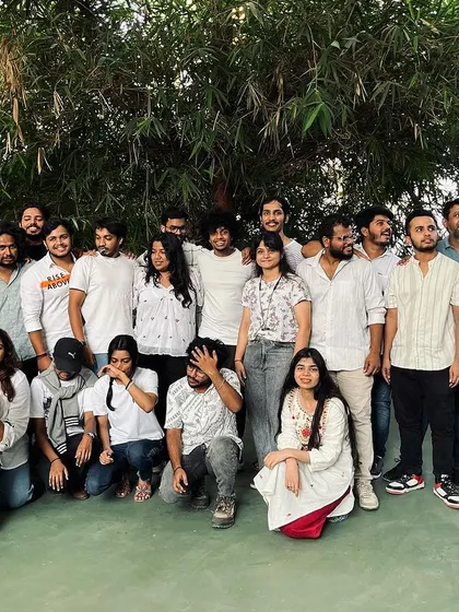 The team celebrating the interns' farewell.