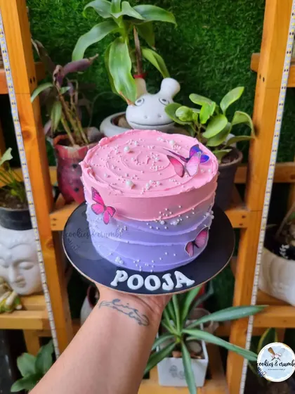 My butterfly and ombre cakes are a customer favorite. The gradient of colors, delicate butterflies, and pearl details create a dreamy and elegant look for any occasion.