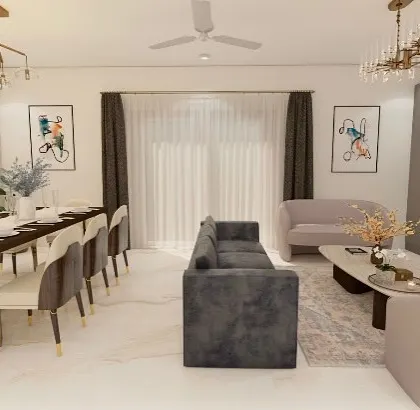 A glamorous living and dining room design for our client at ATS Pristine, Sector 150, Noida.