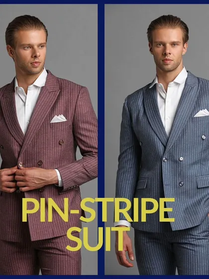 An essential suit style: The Pin-Stripe Suit. A timeless classic that exudes professionalism and style.