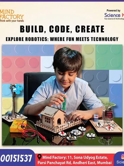 Build, Code, Create. Our philosophy is to make learning an active process. This poster for our Andheri center captures the essence of our hands-on approach where fun meets technology.