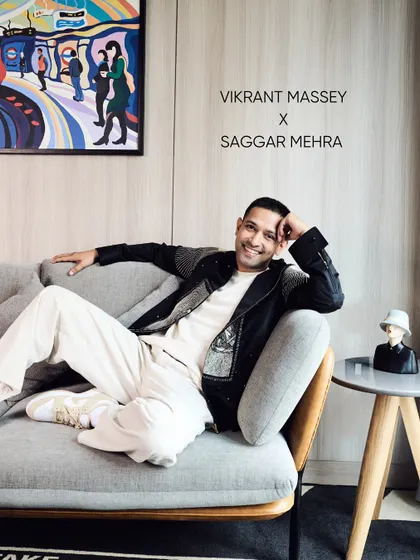 The Stellar Jacket, worn here by Vikrant Massey, is a piece of modern power dressing. I focused on creating sharp, graphic lines with intricate, shimmering embellishments on the shoulders and body, engineering a garment that is both structured and visually dynamic.