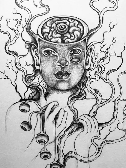 A progress shot of the "State" portrait.