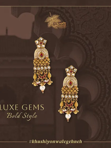 Enhance your beauty with these captivating earrings. They are crafted with the finest Kundan and pearls, and enhanced with Meenakari's intricate craftsmanship, creating a bold style statement.