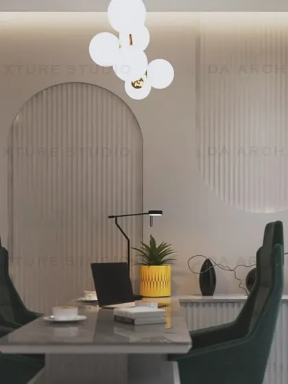 The 3D view proposed to the client for the same office, demonstrating how the final result stays true to the initial vision.