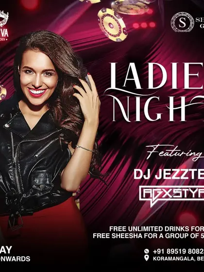 A poster for a "Ladies Night" at Casinova. I ensure these nights are extra special with unlimited drinks and the best dance music.