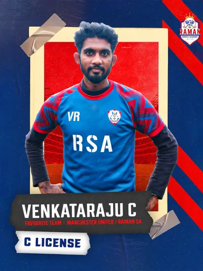 Meet Coach Venkataraju C, a 'C' License holder who brings immense energy and tactical knowledge to our sessions. He is dedicated to building footballers with both skill and heart.