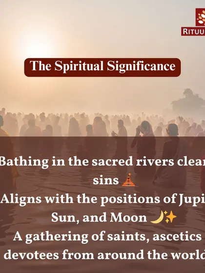 The spiritual significance of Kumbh Mela is multi-faceted. It involves bathing in sacred rivers to cleanse sins, aligning with the cosmic positions of Jupiter, the Sun, and the Moon, and gathering with saints and devotees from around the world.