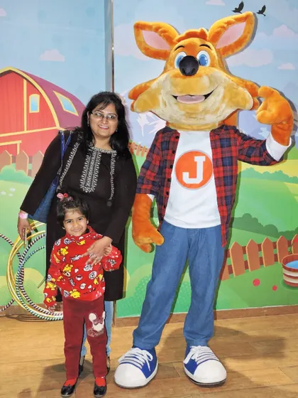 A mother and daughter pose with J the Fox. Our mascot is always on hand during special events to greet families and add an extra element of fun to the day.