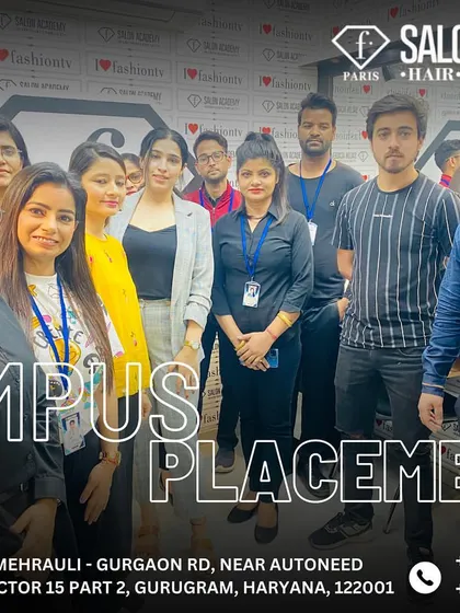 Our goal is your career. This image shows our students during a campus placement event, connecting them directly with top brands in the beauty industry to kickstart their professional journeys.