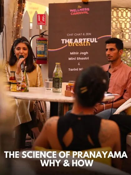 A snapshot from "The Artful Breath," a panel discussion where I shared insights on the science of pranayama. It's always a joy to connect with fellow teachers and a curious audience on this vital topic.