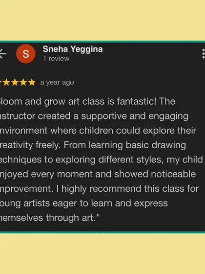 Creating a supportive and engaging environment where children can explore their creativity freely is our top priority. We're thrilled this parent found our class fantastic for young artists.