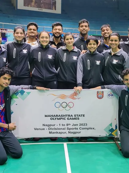 Our coach, Yash Tiwari, with his teammates at the Maharashtra State Olympic Games 2023. Competing at such a high level demonstrates our commitment to excellence.
