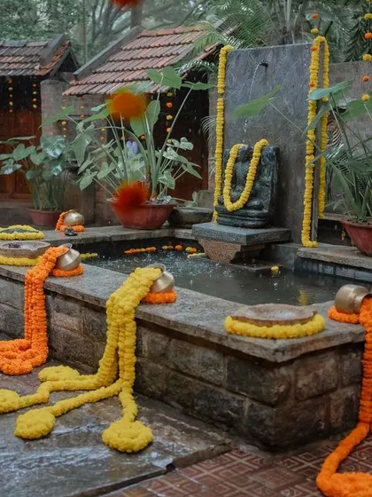 The beautiful, traditional decor of a Haldi ceremony. We pay attention to the details that create the perfect ambiance for your celebrations.