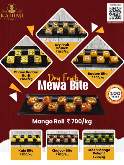 Explore our full range of Dry Fruits Mewa Bites. From Dry Fruit Crunch to Khajoor Bite and Green Mango Delight, each bite is packed with the goodness of nuts and fruits.