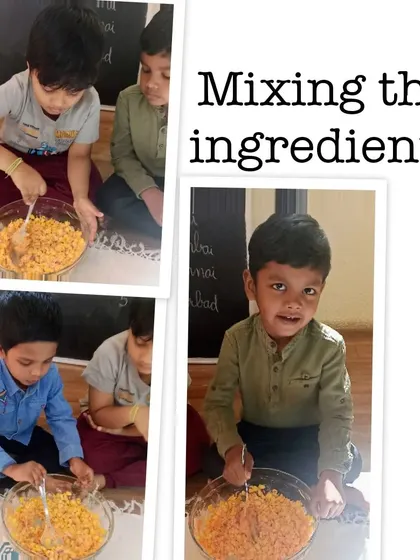 Children engaged in making Monaco canapés, a fun activity involving peeling, grating, mixing, and assembling their own savory snacks.