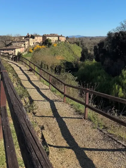A quiet, scenic path at the Tuscan wedding venue. These are the peaceful moments and beautiful surroundings that make destination weddings so memorable.