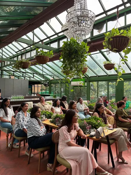 The heart of The Conservatory is our community. This shot from our tablescaping workshop captures the atmosphere we strive for: a relaxed, open, and engaging space where everyone feels welcome to learn and share their curiosity.