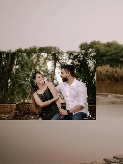A happy, laughing moment that shows the couple's easy chemistry.