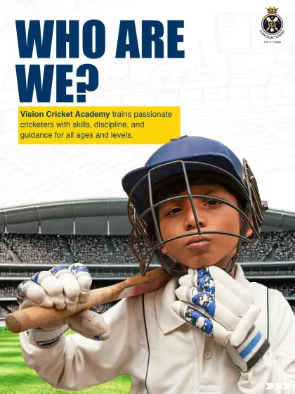 We are Vision Cricket Academy. We train passionate cricketers of all ages and levels with the skills, discipline, and guidance needed to succeed in competitive cricket.