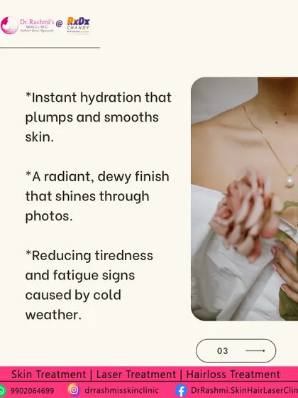 An infographic detailing the benefits of Skin Boosters, including instant hydration, a radiant dewy finish, and reduction in signs of fatigue.