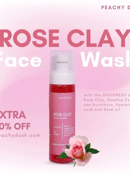 Indulge your skin with my Organic Rose Clay Facewash. It's infused with the gentle power of rose clay, rosehip extract, and hyaluronic acid to purify, hydrate, and reveal your natural glow.